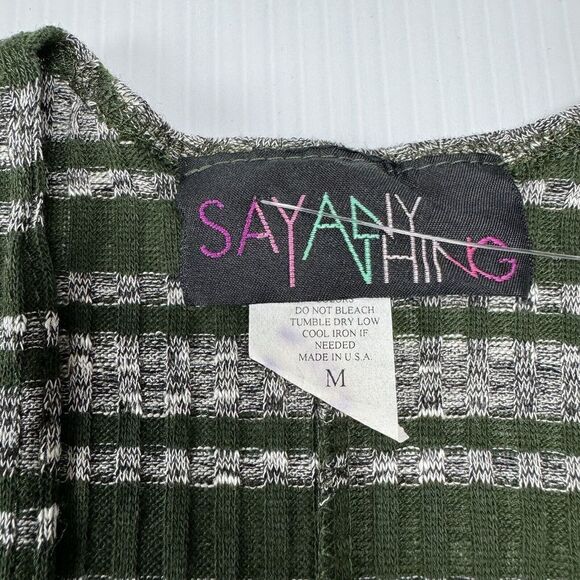 Say Anything Green Stripe Cardigan Open Front Top Medium - Picture 5 of 9